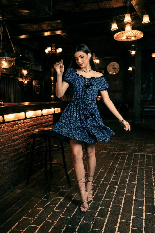 Nathalie Mini Dress - Electric Blue Stylish Short Sleeve Mini Dress
