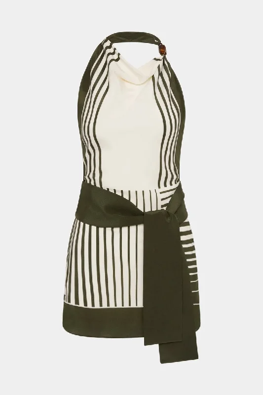 LEILANA MINI DRESS-GARDEN STRIPE Casual V-Neck Mini Dress