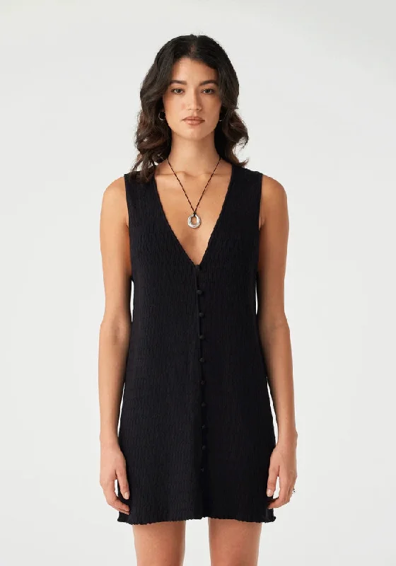 Jude Mini Dress - Black Fashionable A-Line Mini Dress