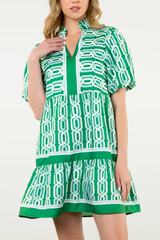 Bright Green Abstract Print V-Neck Puff Sleeve Mini Dress Elegant Floral-Print Mini Dress Bright Green Abstract Print V-Neck Puff Sleeve Mini Dress Elegant Floral-Print Mini Dress