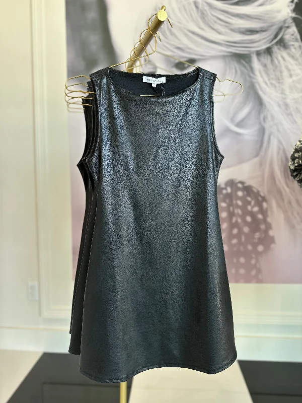 Leatherette black mini dress FINAL SALE Cozy Ruched Mini Dress