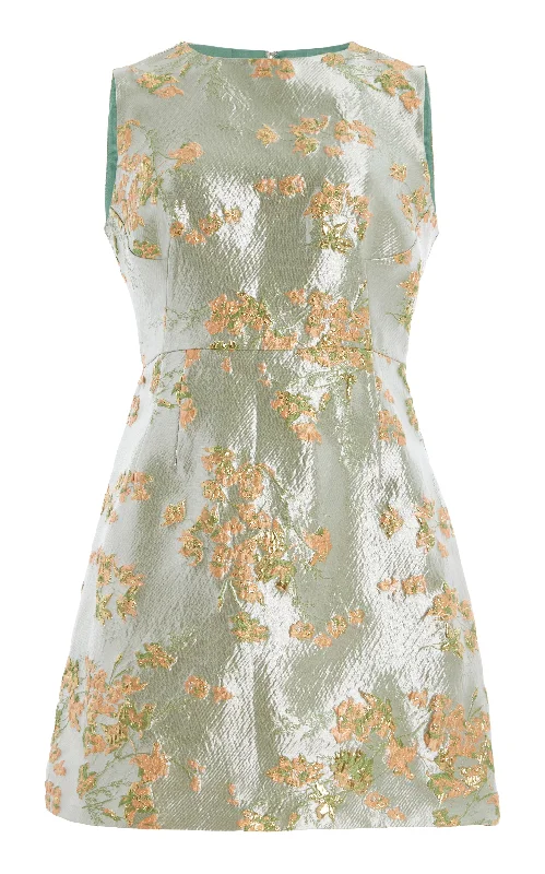 Staud Women's Garden Sleeveless Mini Dress, Metallic Bloom Casual Short Summer
