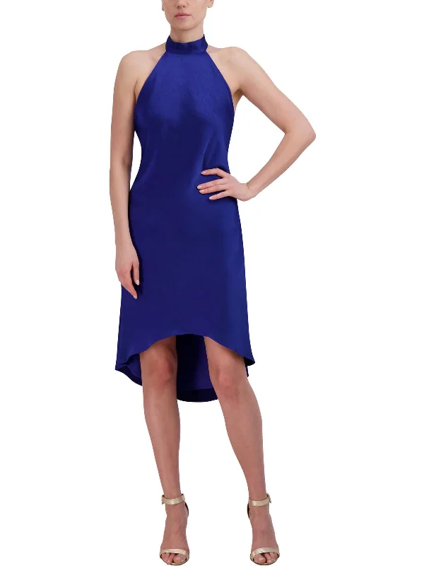 Womens Satin Midi Cocktail And Party Dress Tunics Print Colorful