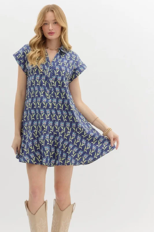 liking my odds patterned mini dress - navy Fashionable Polka Dot Mini Dress