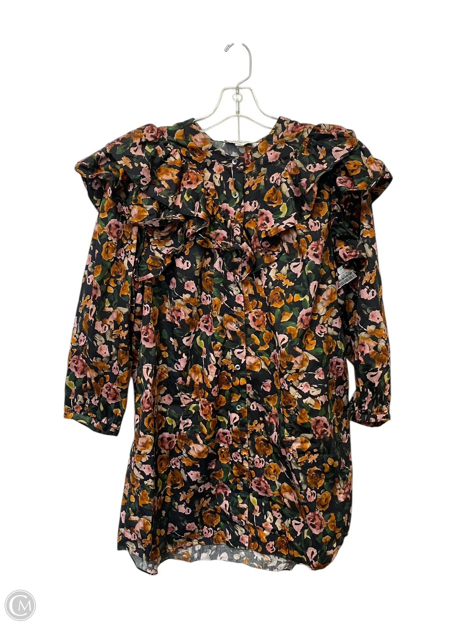 Dress Casual Midi By Something Navy In Floral Print, Size: L Tunics Fashionable trendy Dress Casual Midi By Something Navy In Floral Print, Size: L Tunics Fashionable trendy