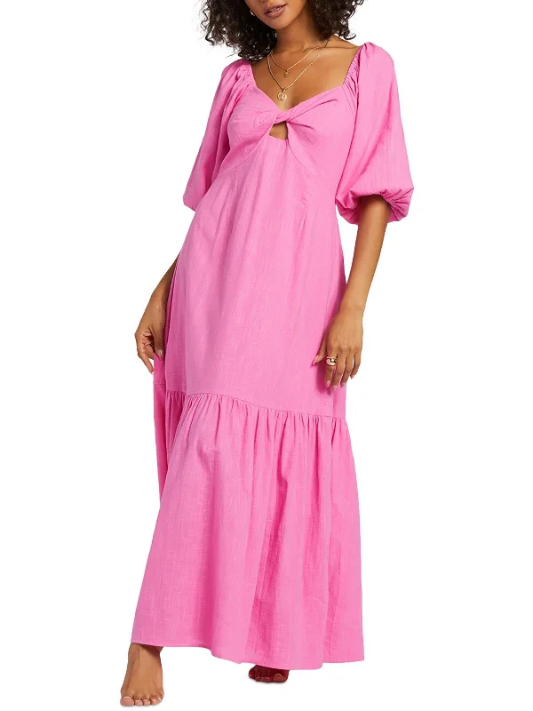 Juniors Womens Tea-Length Peplum Maxi Dress Tunics Versatile functional