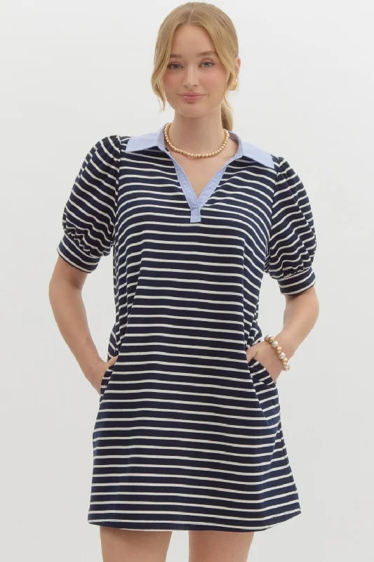 Stripe Mini Dress Elegant Tulle Mini Dress