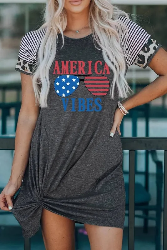 Get Ready to Roar: AMERICA VIBES Leopard Striped Mini Dress Comfortable Bodycon Mini Dress