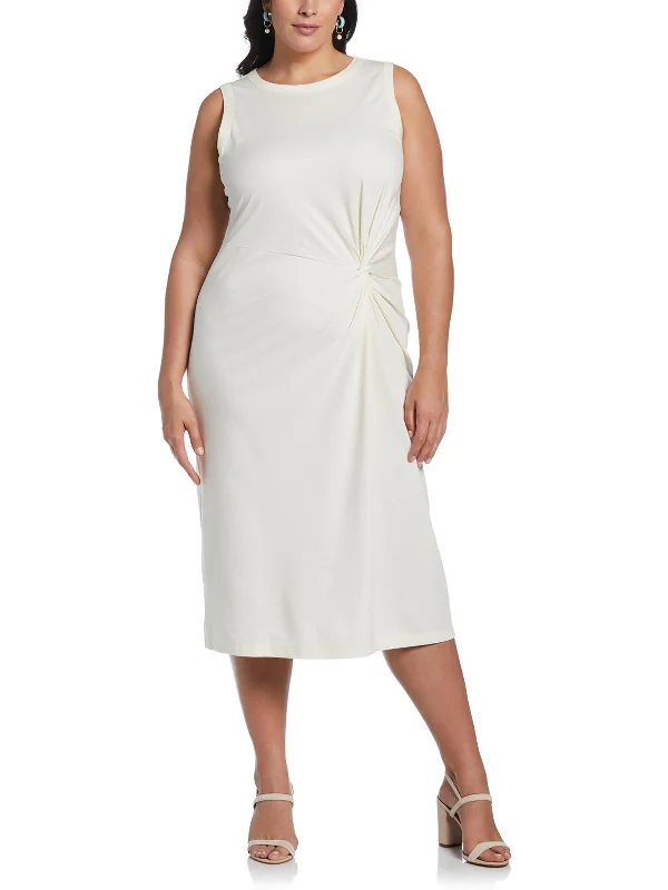 Plus Womens Knit Sleeveless Midi Dress Tunics Sophisticated sleek