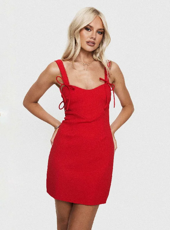 Lovers Quarrel Mini Dress Red Tunics Solid Classic