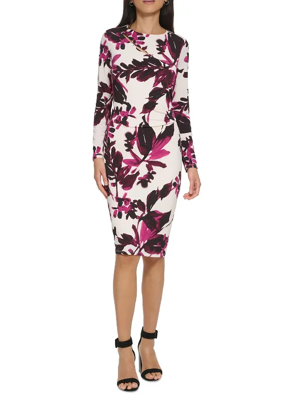 Womens Cutout Midi Sheath Dress Halter Neckline Beach