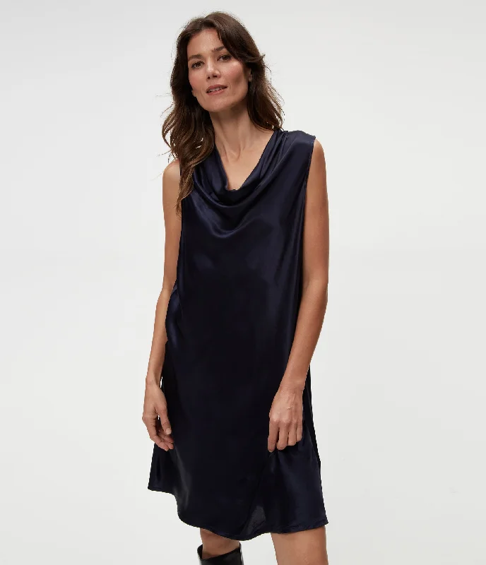 Tessa Satin Mini Dress - Nocturnal Trendy A-Line Mini Dress