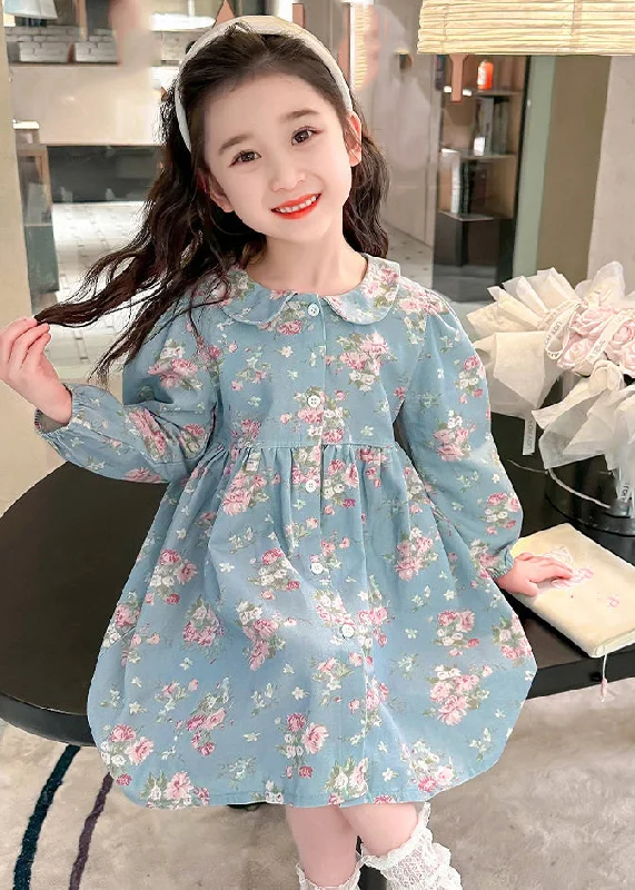Style Blue Peter Pan Collar Patchwork Kids Maxi Dress Fall SS1043 Tunics Practical durable Style Blue Peter Pan Collar Patchwork Kids Maxi Dress Fall SS1043 Tunics Practical durable