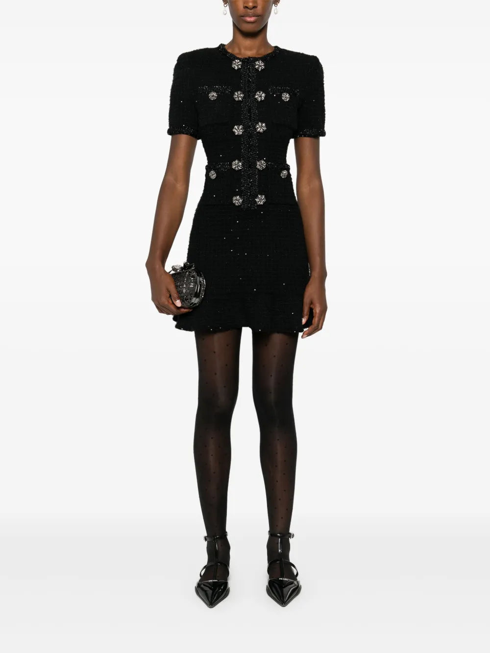 SELF-PORTRAIT BUTTONED KNIT MINI DRESS Elegant Satin Mini Dress