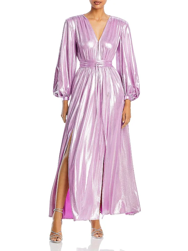 Zoe Womens Metallic Long Sleeves Evening Dress Tunics Fleece cozy