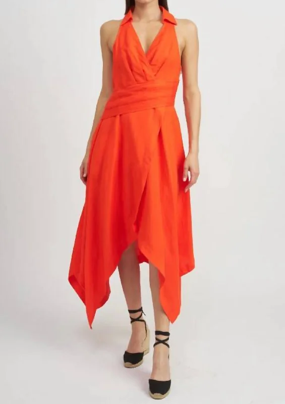 Sonnet Midi Dress In Tomato Red Tunics Running lightweight