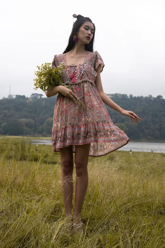 Tian Mini Dress - Warm Taupe Comfortable Shift Mini Dress