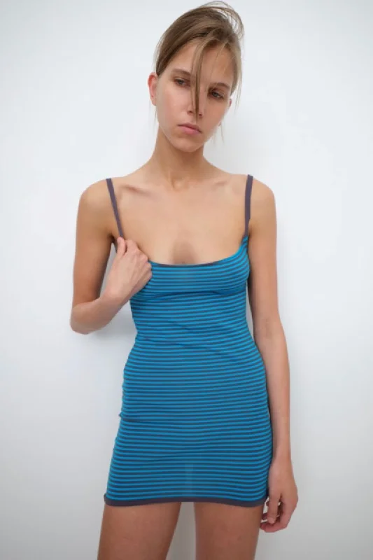 RENE MINI DRESS-BLUE GREY Elegant Silk Mini Dress