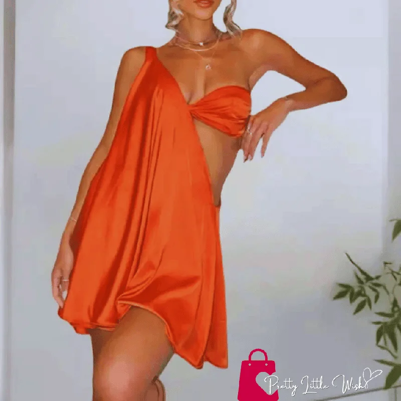 One Shoulder Elegance Mini Dress Fashionable Party Mini Dress