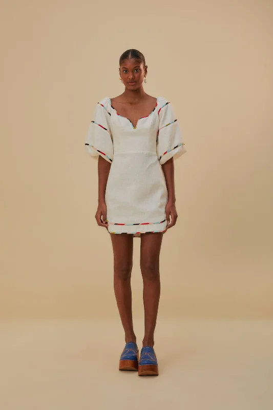 Colorful Stripes Mini Dress in White Elegant Sequin Mini Dress