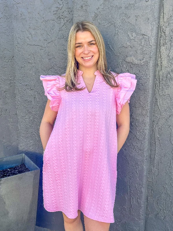 In Love Textured Mini Dress Cozy Ribbed Mini Dress