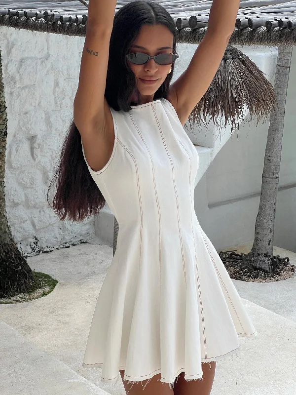 Composure Pleat Mini Dress White Tunics Leisure comfortable