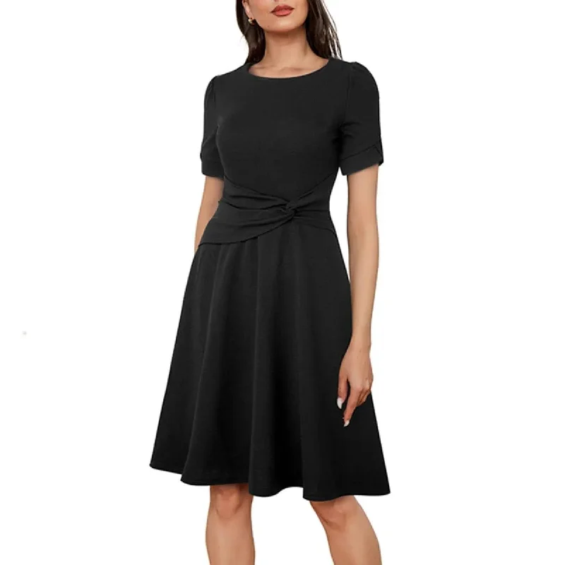 Round Neck Short Sleeve Knot Waist Solid Color Mini Dress Cozy Wraparound Mini Dress Round Neck Short Sleeve Knot Waist Solid Color Mini Dress Cozy Wraparound Mini Dress