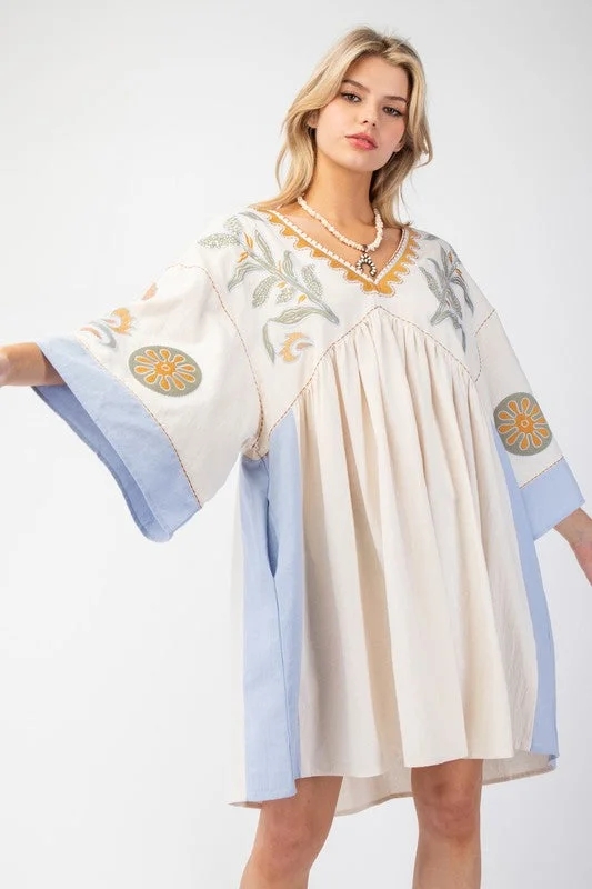 a be seen moment embroidered mini dress - natural Trendy Tie-Dye Mini Dress