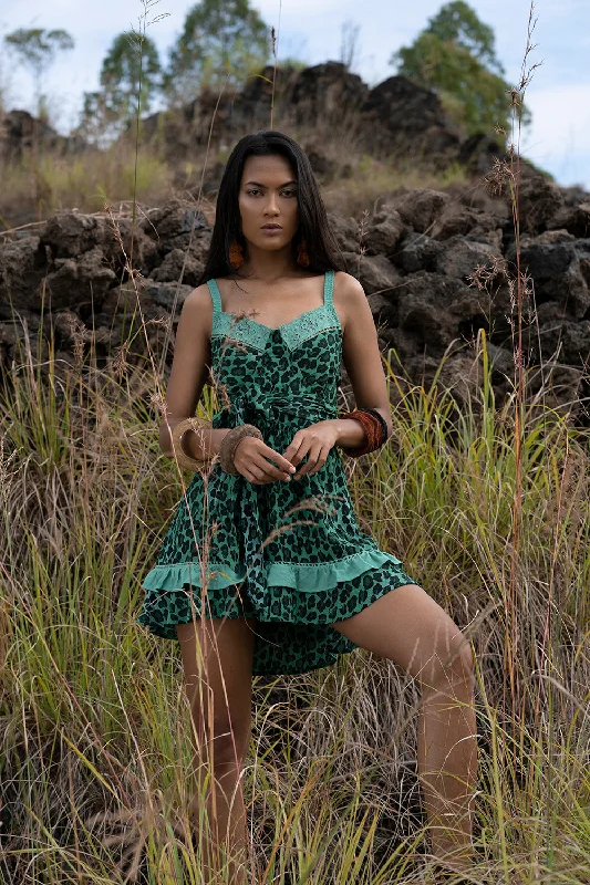 Tabitha Mini Dress - Emerald Trendy Lace Mini Dress
