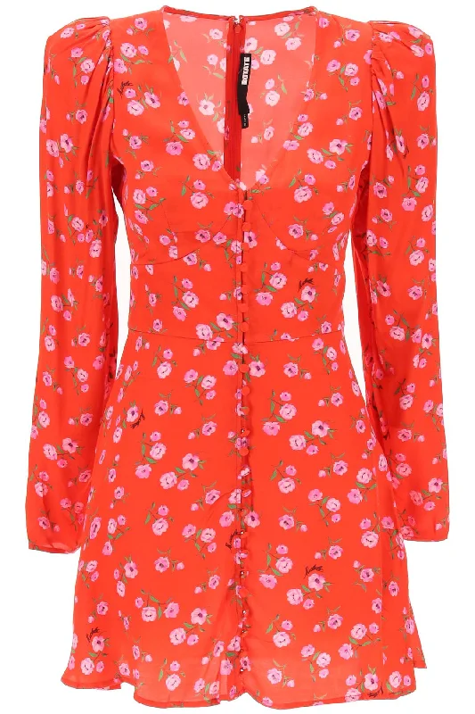 Rotate Women's Floral Printed Satin Mini Dress Tunics Bestseller popular