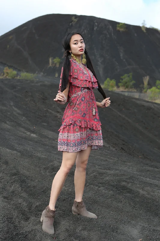 Yasmine Mini Dress - Scarlet Cozy Cowl Neck Mini Dress