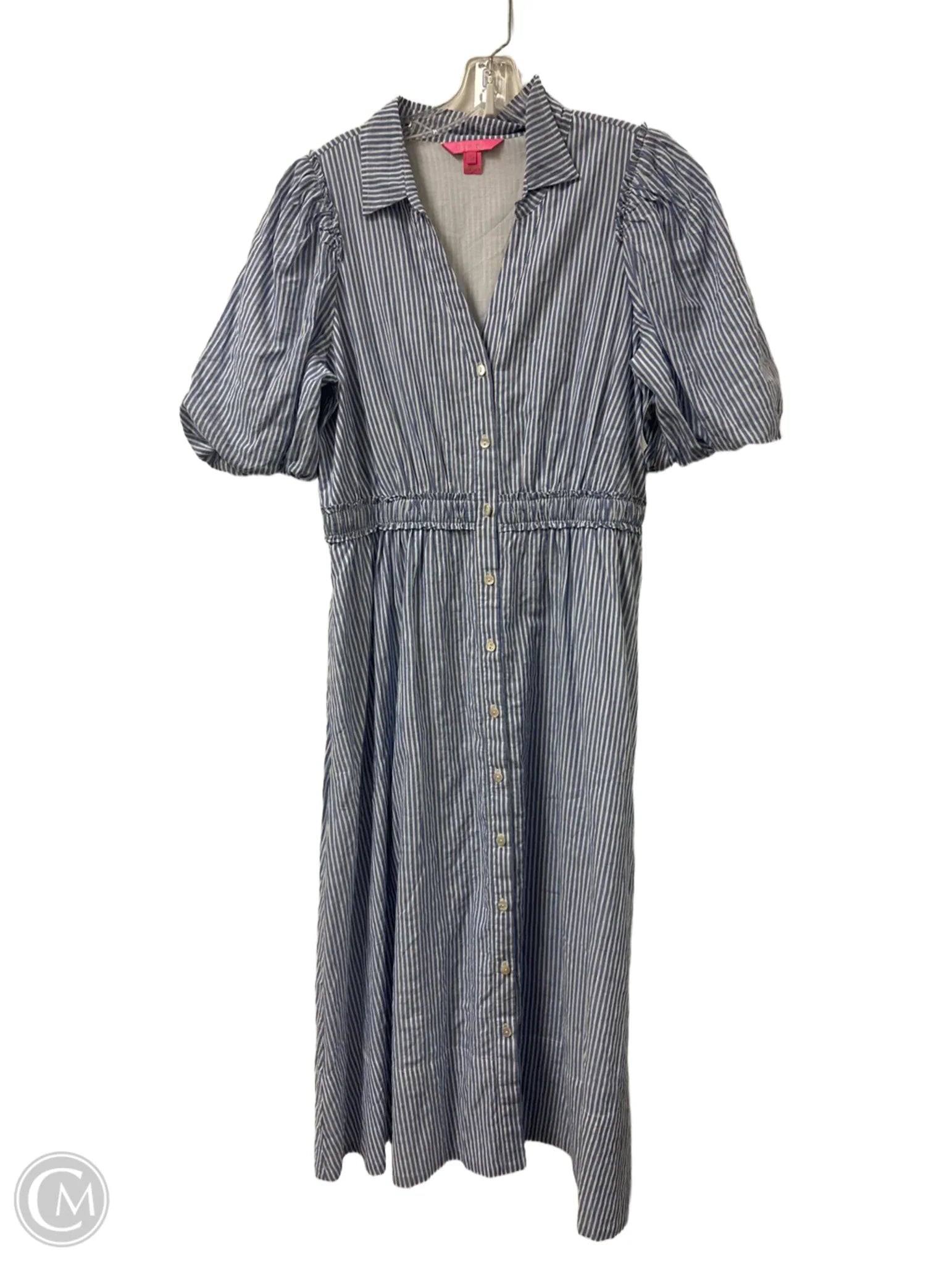 Dress Designer By Lilly Pulitzer In Blue & White, Size: L Elegant Long Evening