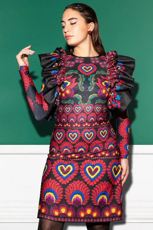 Rira Matyó Burgundy dress Crew Neckline Casual
