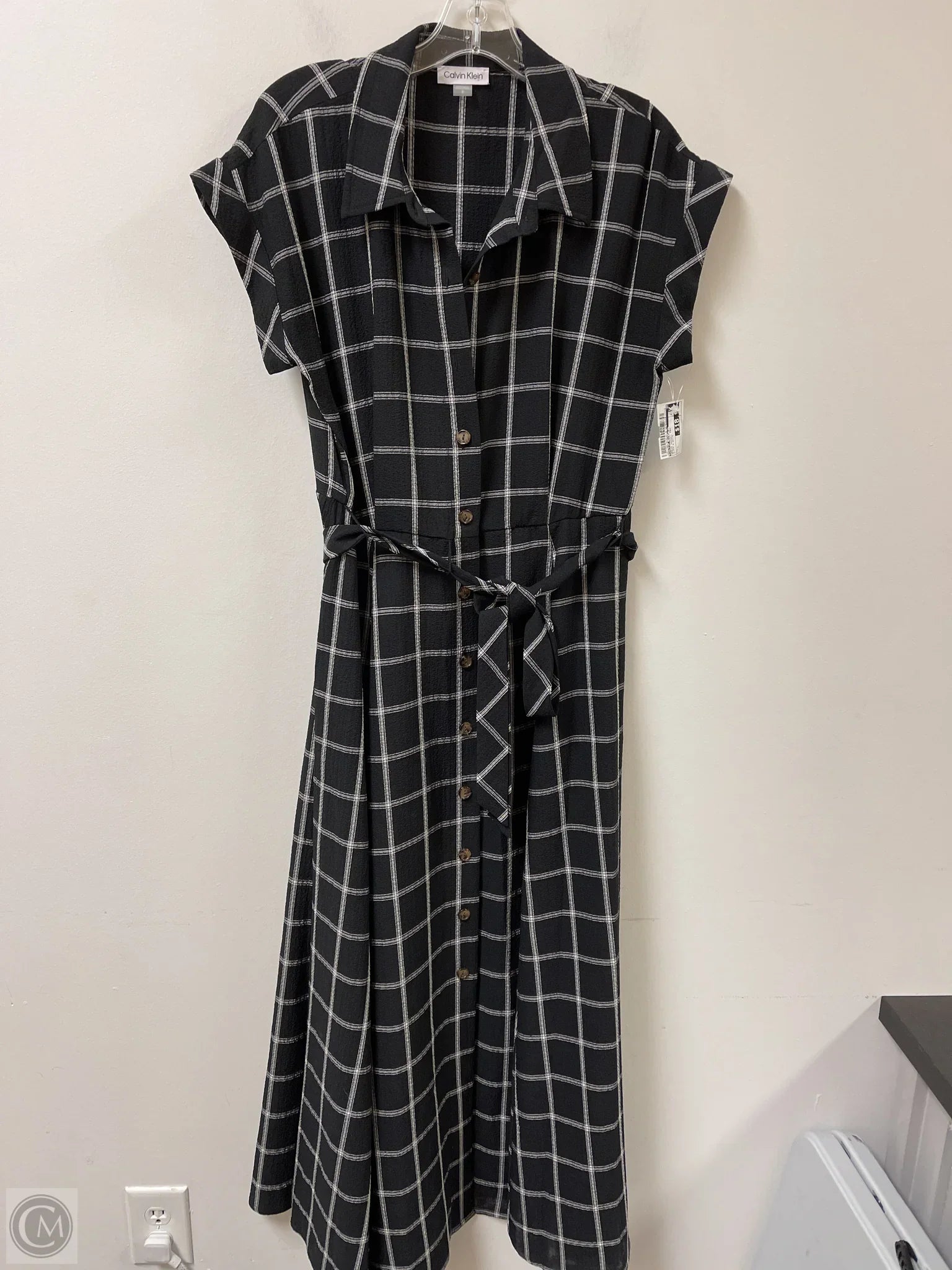 Dress Casual Maxi By Calvin Klein In Black & White, Size: L Crew Neckline Casual