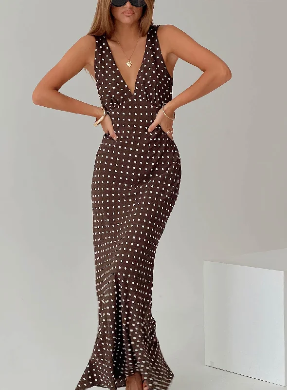 Nellie Maxi Dress Brown Polka Dot Tunics Versatile stylish