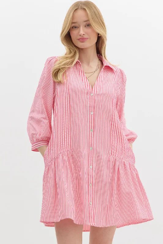 sunny charm striped mini dress - red Classic White Mini Dress