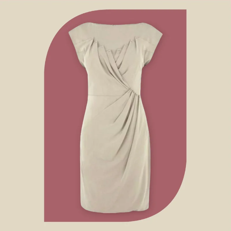Karen Millen Taupe Jersey Folded Stretch Mini Dress UK 12 US 8 EU 40 Trendy Lace Mini Dress