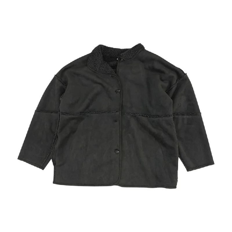 Charcoal Reversible Solid Coat Suede Jacket Faux Fur Jacket Puffer Jacket