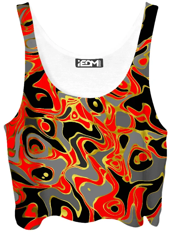 Abstract Journey Crop Top Cashmere Blend Cotton Blend Poly Blend
