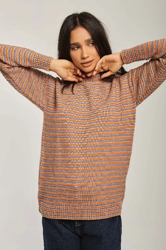 Pullover Crew Neck Flat Orange Boat Neck Sweater