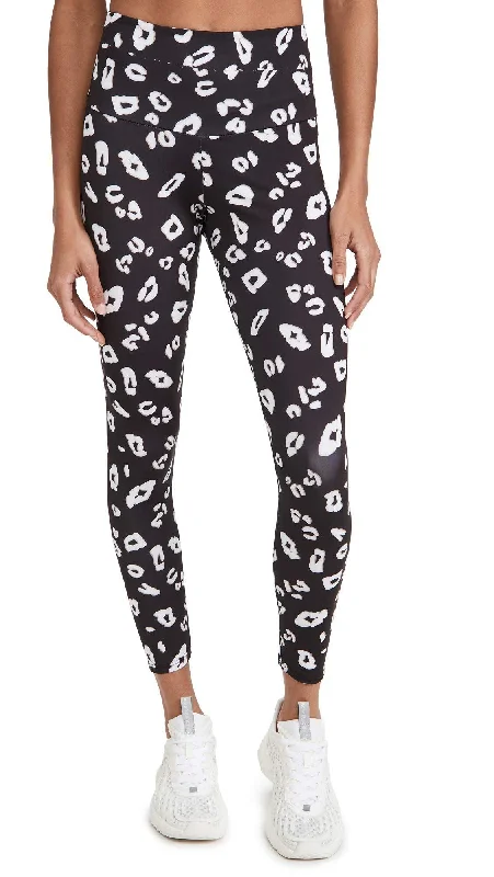Onzie High Rise Black White Leopard Large Midi Leggings Casual Slim-Fit Leggings