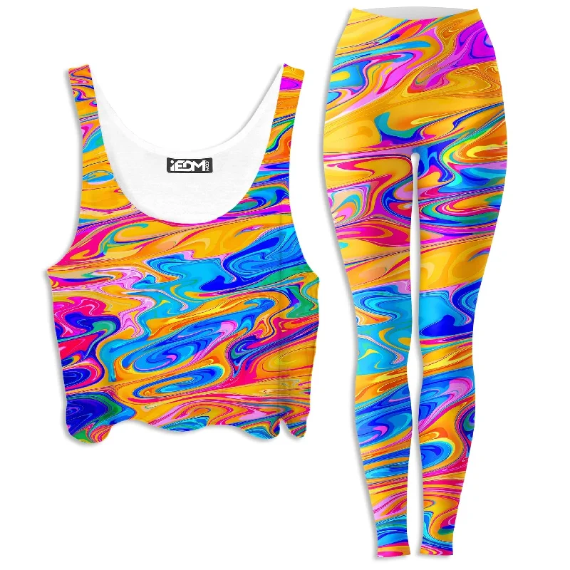 Phaze Crop Top and Leggings Combo Solid Color Striped Floral