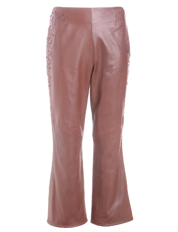 Label Bella Leather Cropped Trouser Trousers Lace Delicate