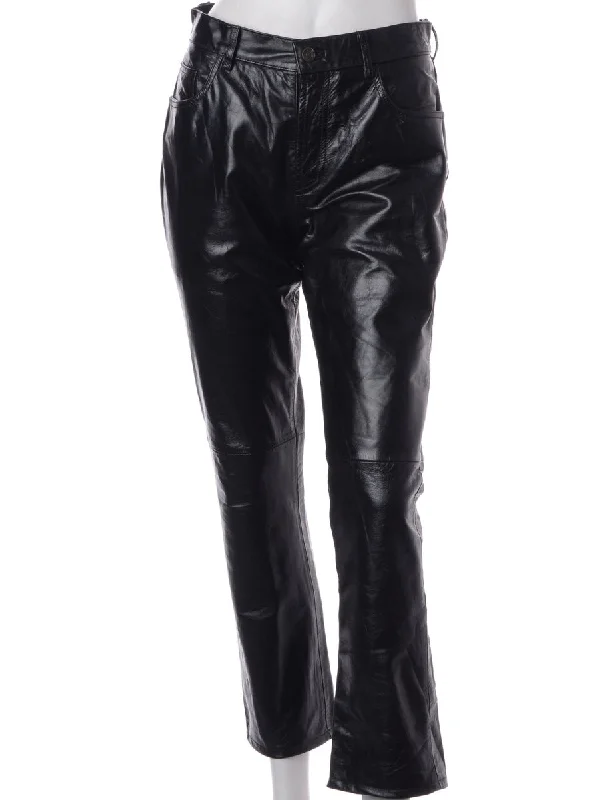 Label Bella Leather Cropped Trouser Trousers High Rise Slim Fit