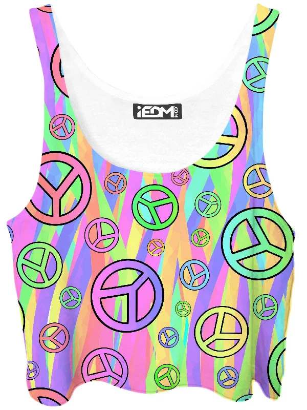 Retro Peace Symbol Crop Top Anti-Shrink Durable Soft