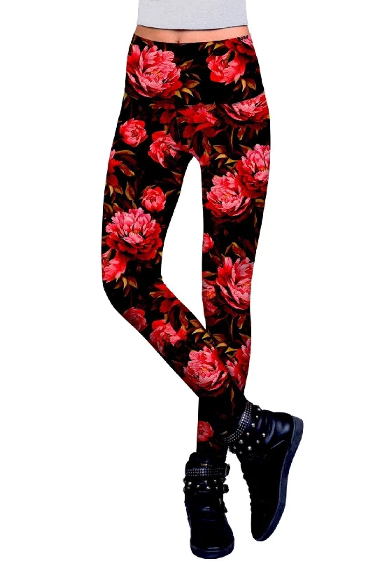 True Passion Lucy Floral Print Performance Legging - Women Chic Floral Print Leggings