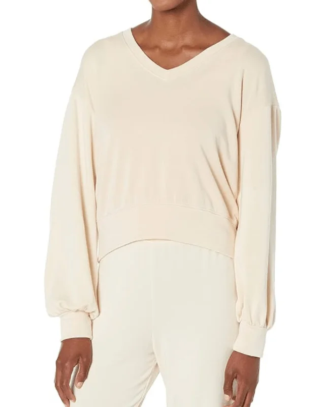 SUNDRY V-Neck Pullover in Ecru Crew Neck Wool