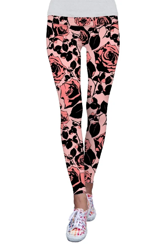 Flirty Girl Lucy Floral Printed Performance Leggings - Women Fashionable Moisture-Wicking Leggings
