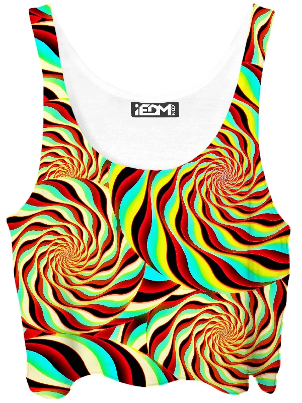 Pineal Swirl Crop Top Zippered Front Buttoned Front Snap Front