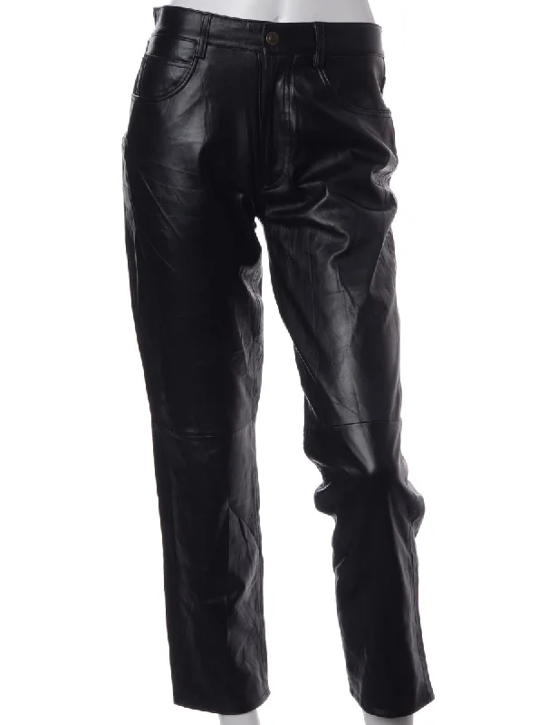Label Bella Leather Cropped Trouser Trousers Palazzo Wide Leg